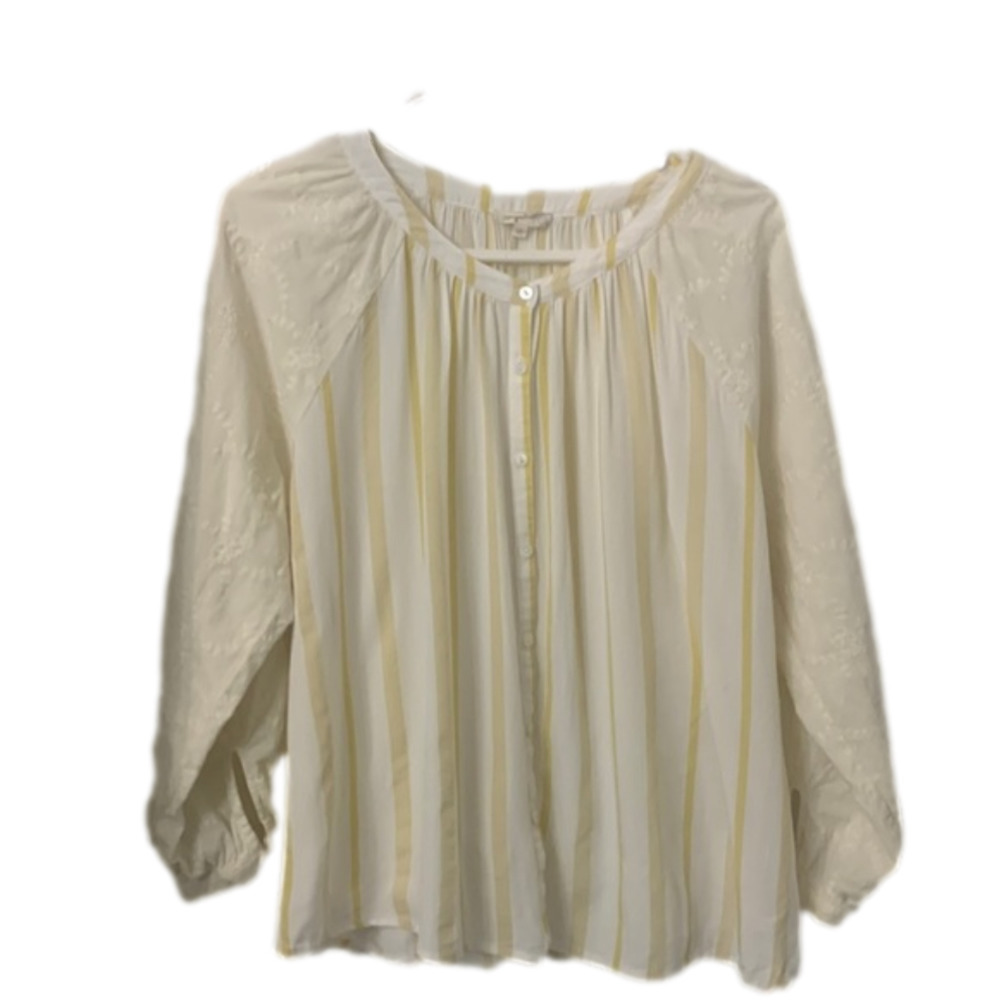 MystreeTop size large yellow stripe embroidery sleeves  Nordstrom  cotton rayon